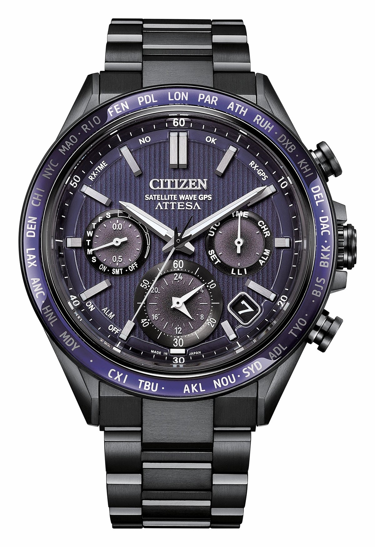 Citizen ATTESA Blue Dial Super Titanium with DLC Coating Bracelet CC4059-64L