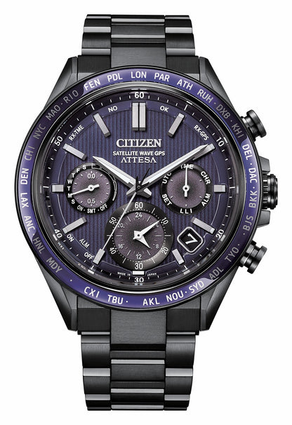 Citizen ATTESA Blue Dial Super Titanium with DLC Coating Bracelet CC4059-64L