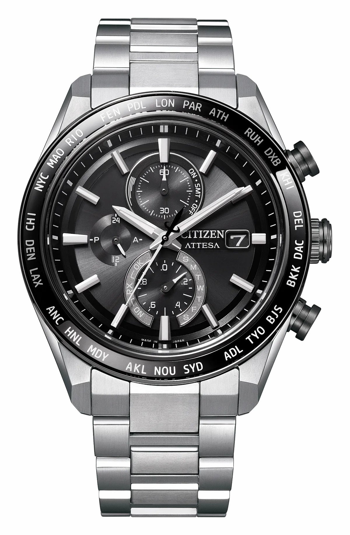 Citizen ATTESA Black Dial Super Titanium with DLC Coating Bracelet AT8295-56E