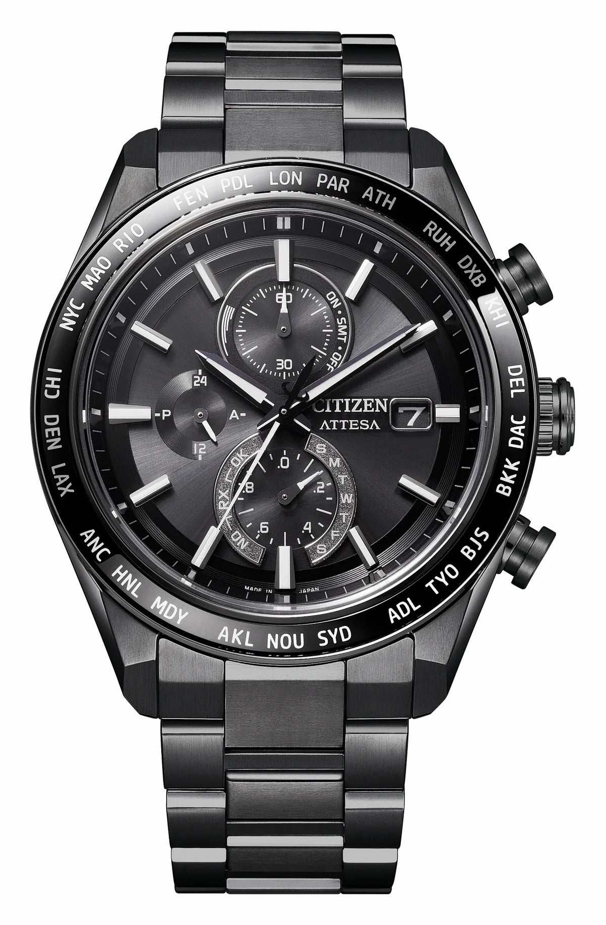 Citizen ATTESA Black Dial Super Titanium with DLC Coating Bracelet AT8294-59E