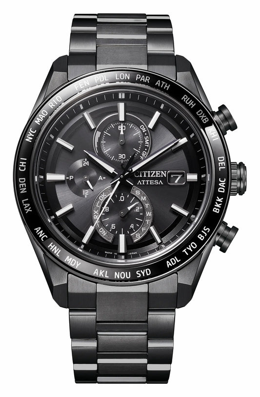 Citizen ATTESA Black Dial Super Titanium with DLC Coating Bracelet AT8294-59E