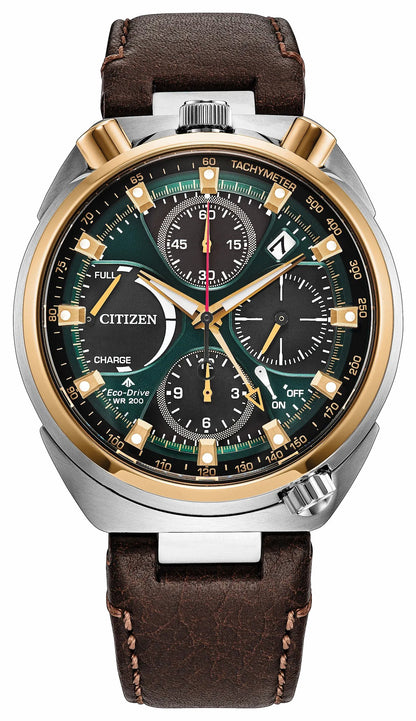 Citizen Promaster Tsuno Chrono Racer Green Dial Leather Strap AV0104-06W