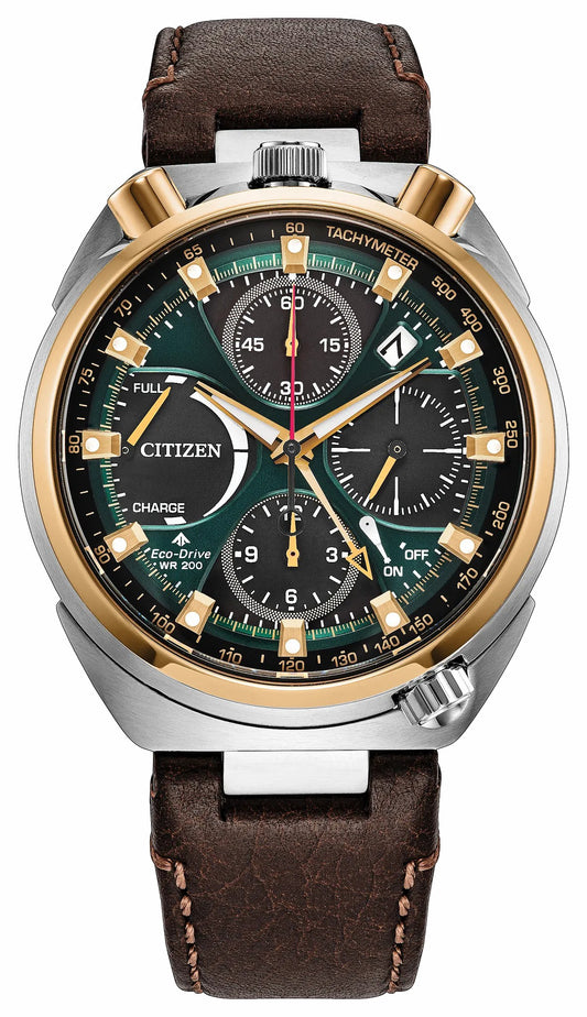 Citizen Promaster Tsuno Chrono Racer Green Dial Leather Strap AV0104-06W