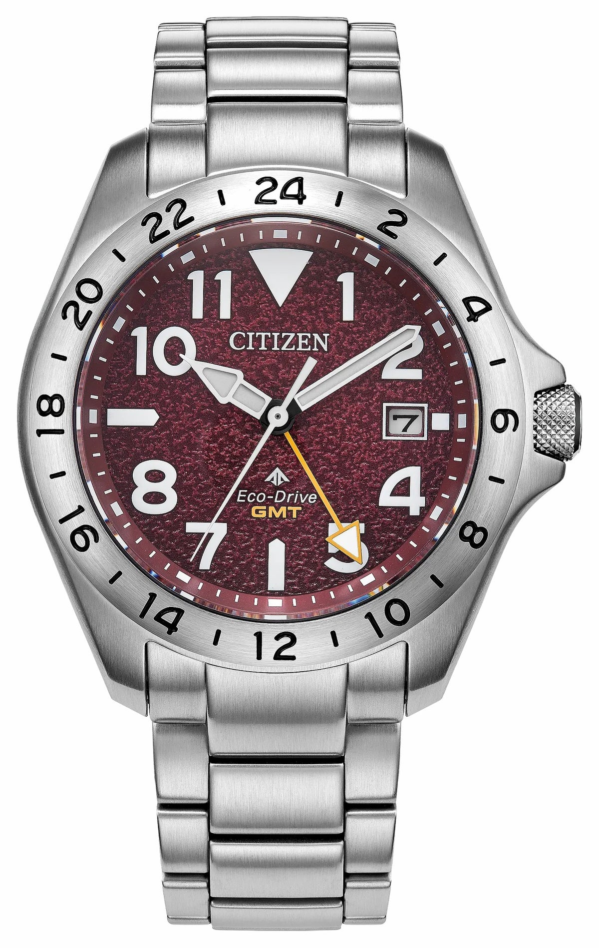Citizen Promaster Land GMT Red Dial Stainless Steel Bracelet BJ7150-50W