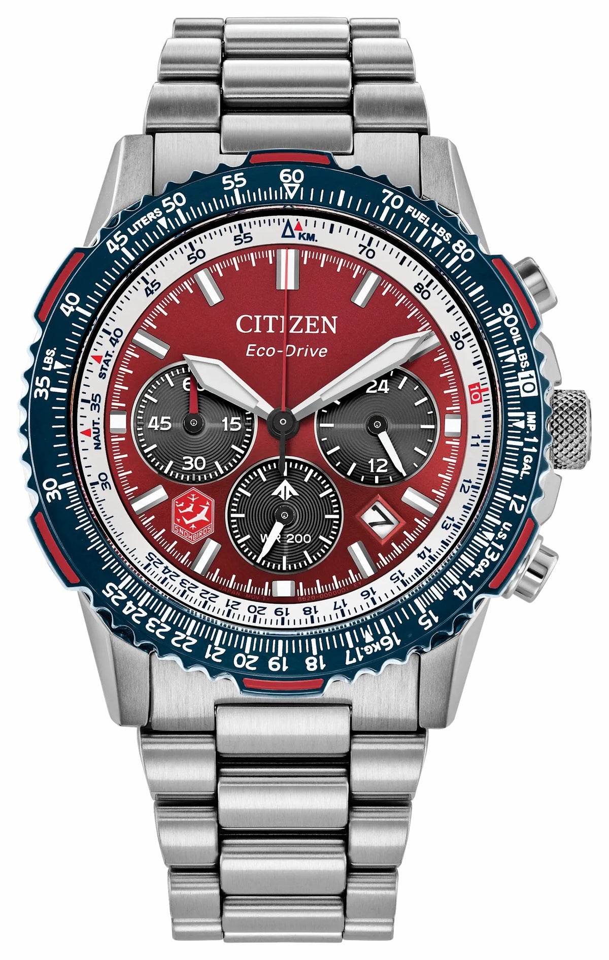 Citizen Promaster Navihawk Red Dial Stainless Steel Bracelet CA4668-51X