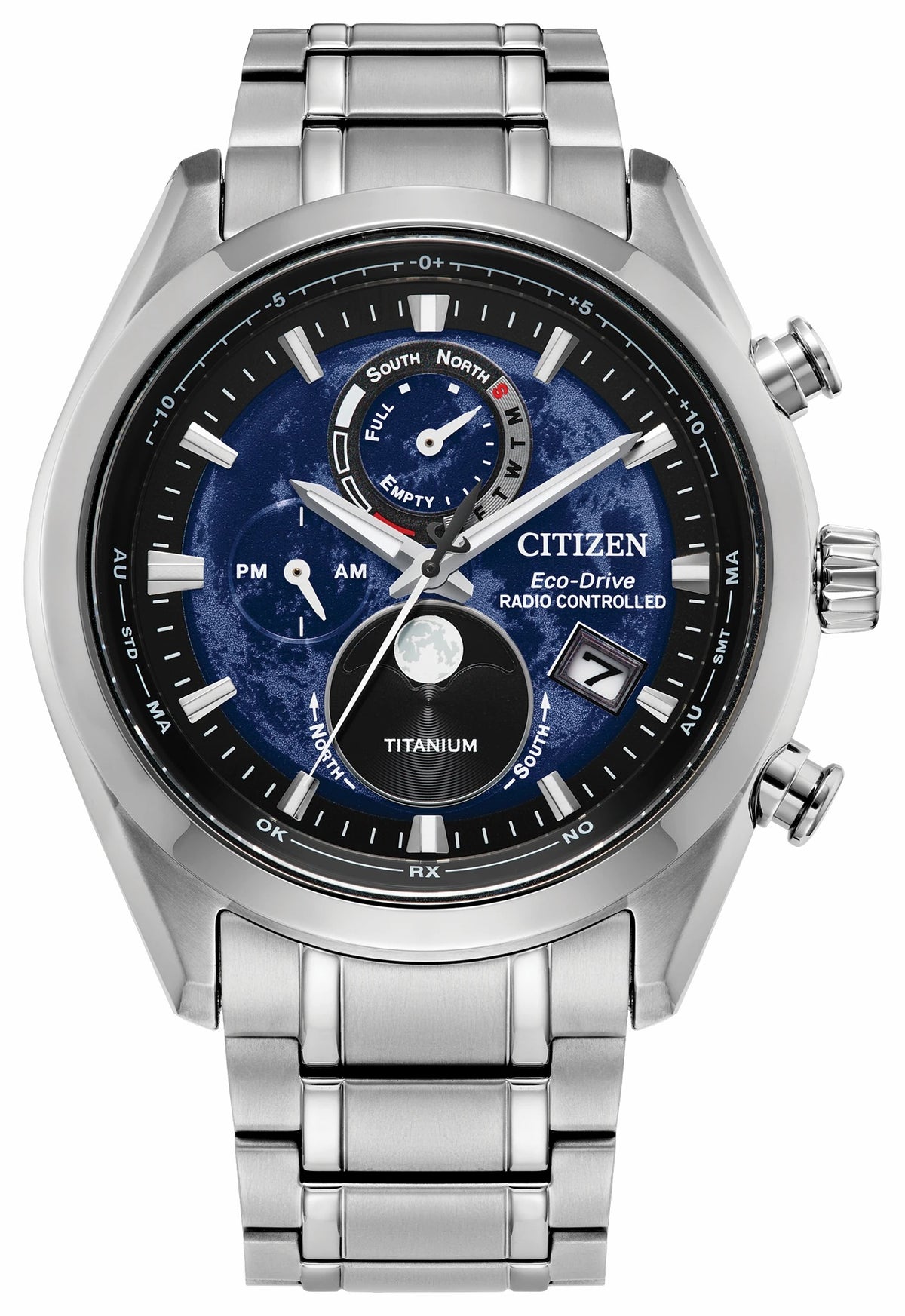 Citizen Tsuki-yomi A-T Blue Dial Super Titanium Bracelet BY1010-57L