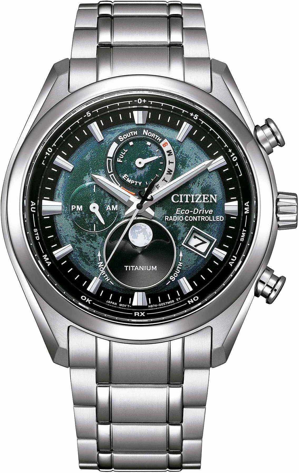 Citizen Tsuki-yomi A-T Green Dial Super Titanium Bracelet BY1010-57X