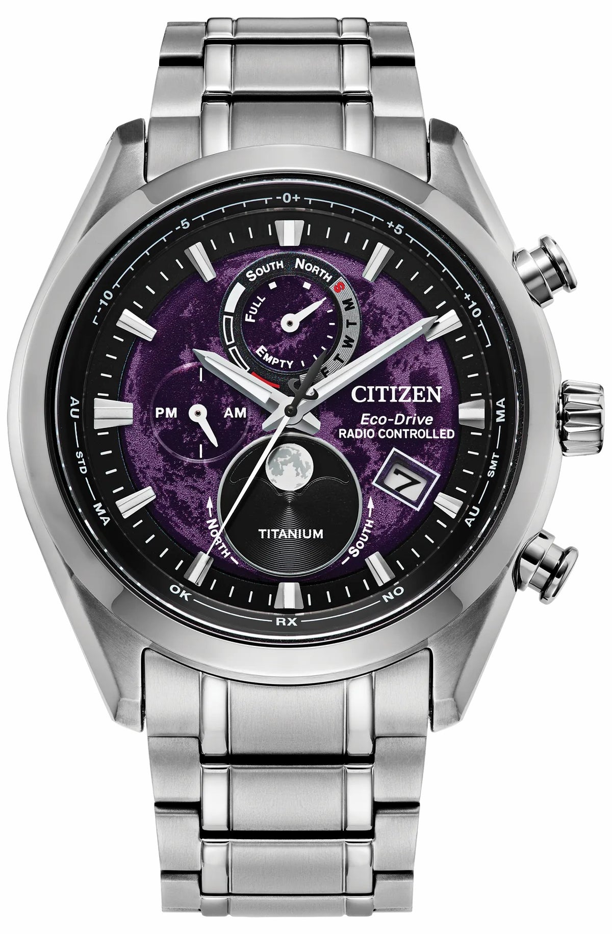 Citizen Tsuki-Yomi A-T Purple Dial Super Titanium Bracelet BY1010-81Z