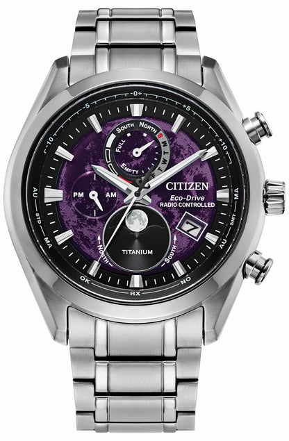 Citizen Tsuki-Yomi A-T Purple Dial Super Titanium Bracelet BY1010-81Z