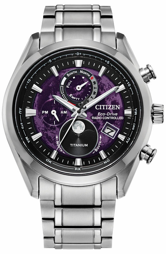 Citizen Tsuki-Yomi A-T Purple Dial Super Titanium Bracelet BY1010-81Z