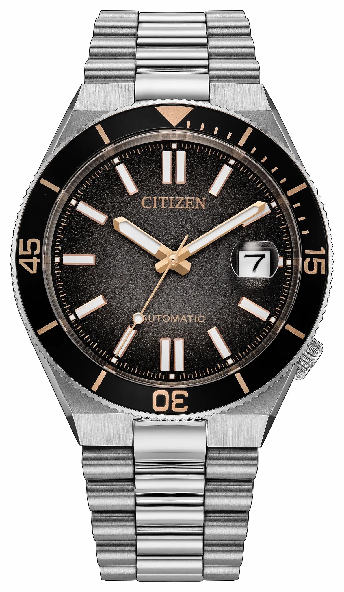 Citizen TSUYOSA Shore "Time Slip" Black Dial Stainless Steel Bracelet NJ0238-57E