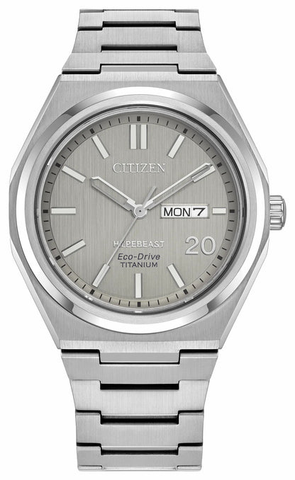 Citizen Zenshin Three-hand x Hypebeast Silver-Tone Dial Super Titanium with Duratect Platinum Bracelet AW0138-59A
