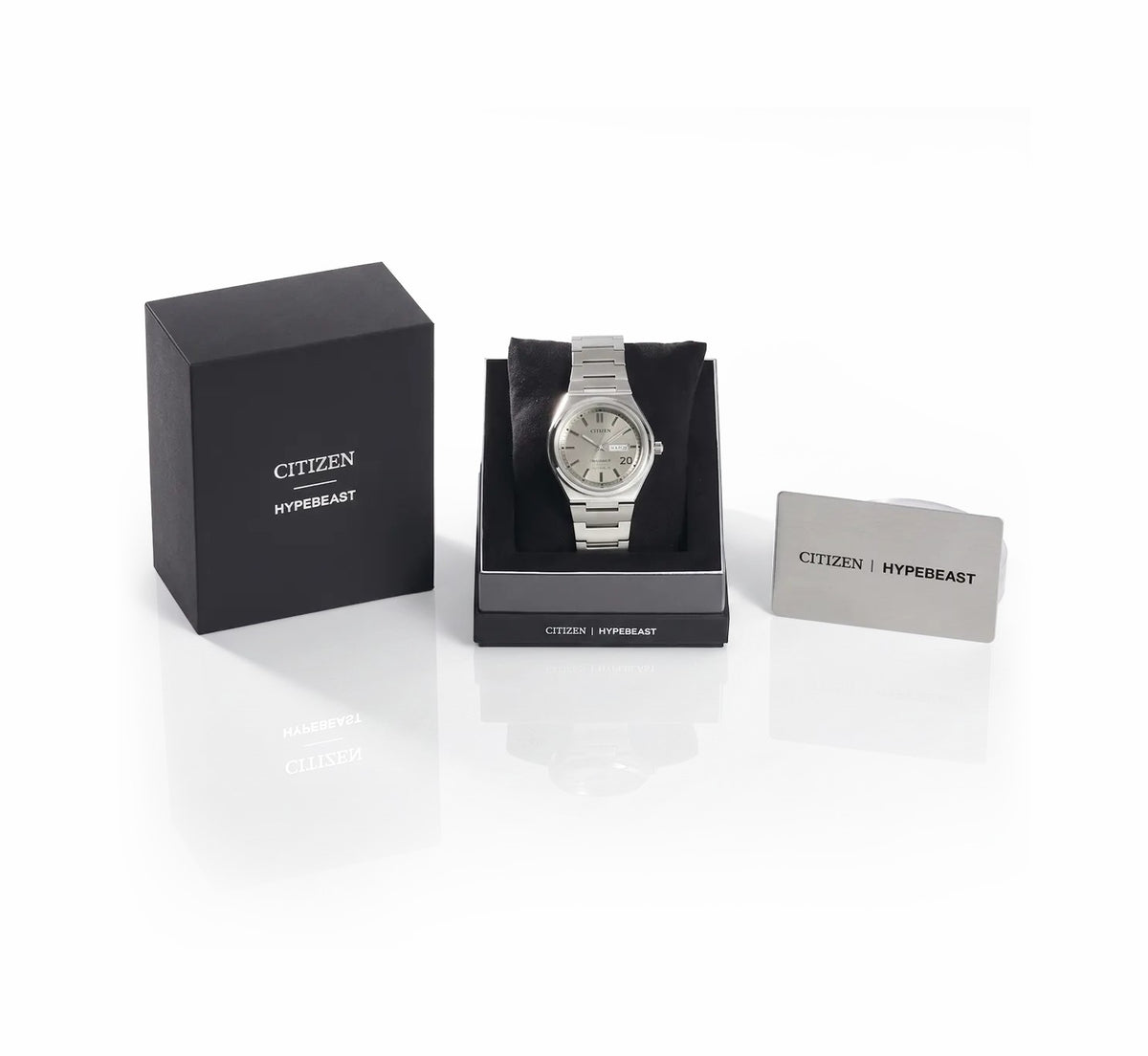 Citizen Zenshin Three-hand x Hypebeast Silver-Tone Dial Super Titanium with Duratect Platinum Bracelet AW0138-59A