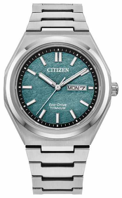 Citizen Zenshin Three-hand Green Dial Super Titanium Bracelet AW0130-85X