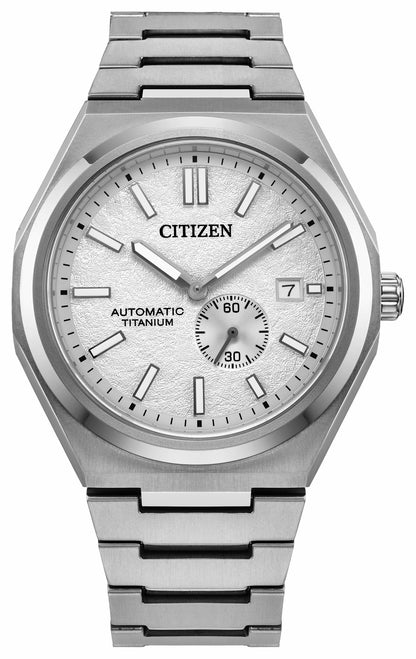 Citizen Zenshin Mechanical White Dial Super Titanium Bracelet NJ0180-80A