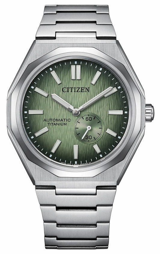 Citizen Zenshin 60 Mechanical Green Dial Super Titanium Bracelet NK5020-58X