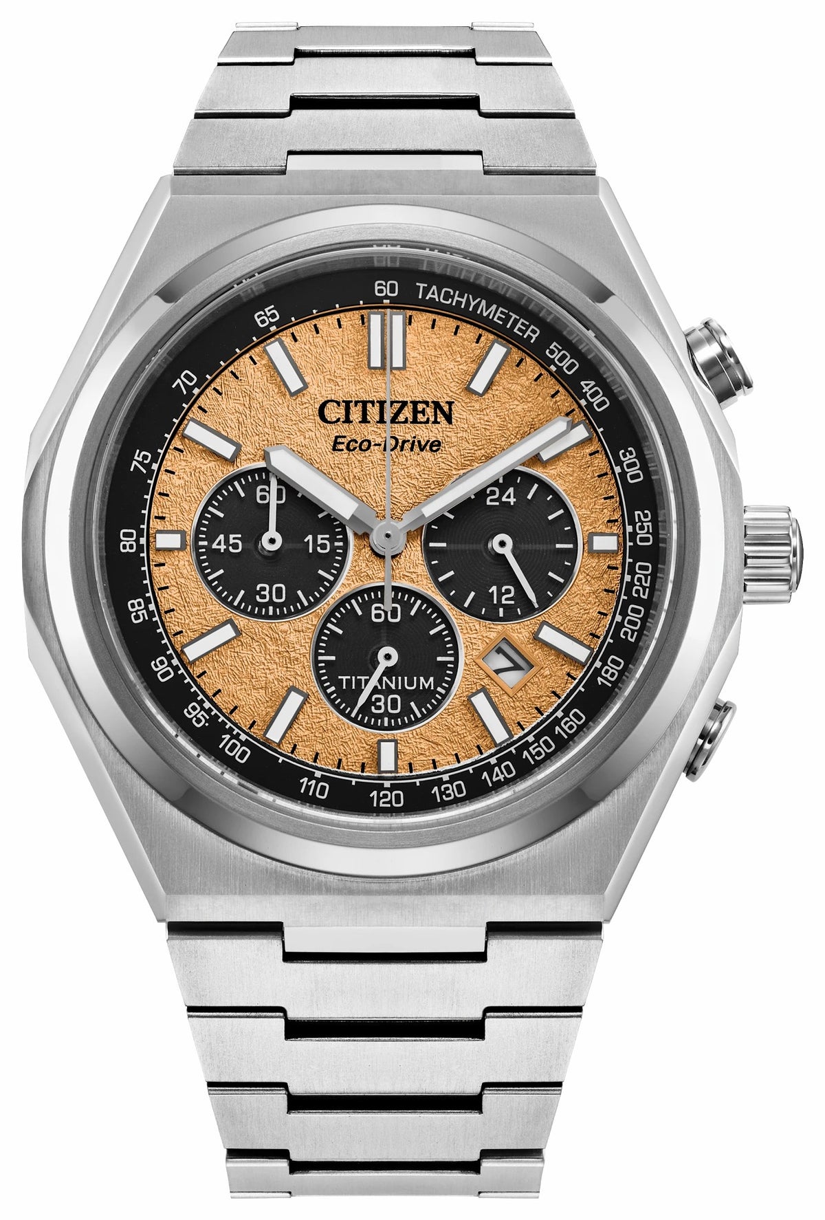 Citizen Zenshin Chrono Salmon Dial Super Titanium Bracelet CA4610-85Z