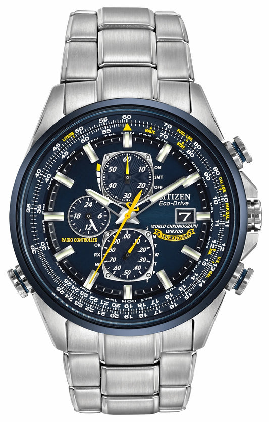 Citizen World Chronograph A-T - Men's Eco-Drive Steel Blue Dial Watch