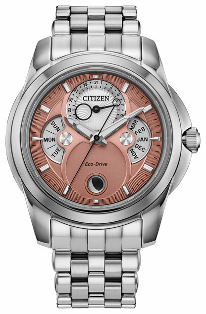 Citizen Calendrier Salmon Dial Stainless Steel Bracelet BU0080-52X