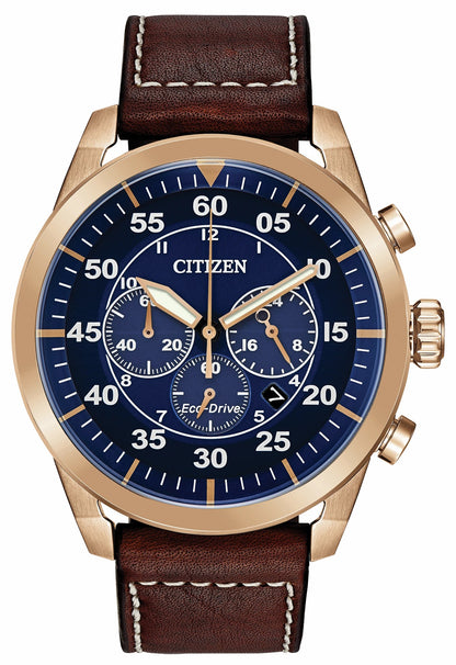 Citizen Citizen Avion Eco-Drive Rose Gold Blue Dial Watch