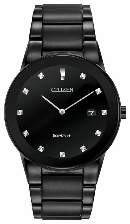 Citizen Axiom - Men's Eco-Drive AU1065-58G Black Steel Diamond Watch
