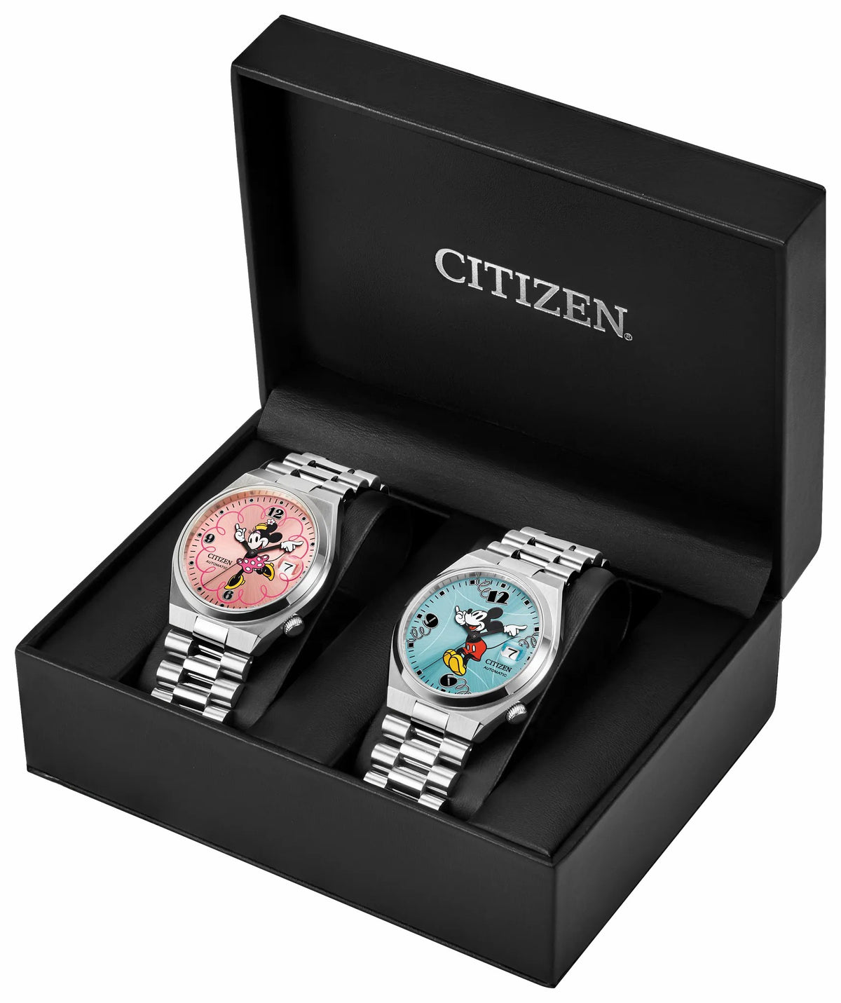 Citizen TSUYOSA Mickey Mouse and Minnie Mouse Blue Dial Stainless Steel Bracelet PAIRS-DIS-TSUYOSA