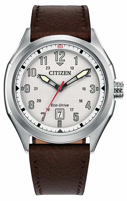 Citizen Terra Force Silver-Tone Dial Leather Strap AW1890-19B