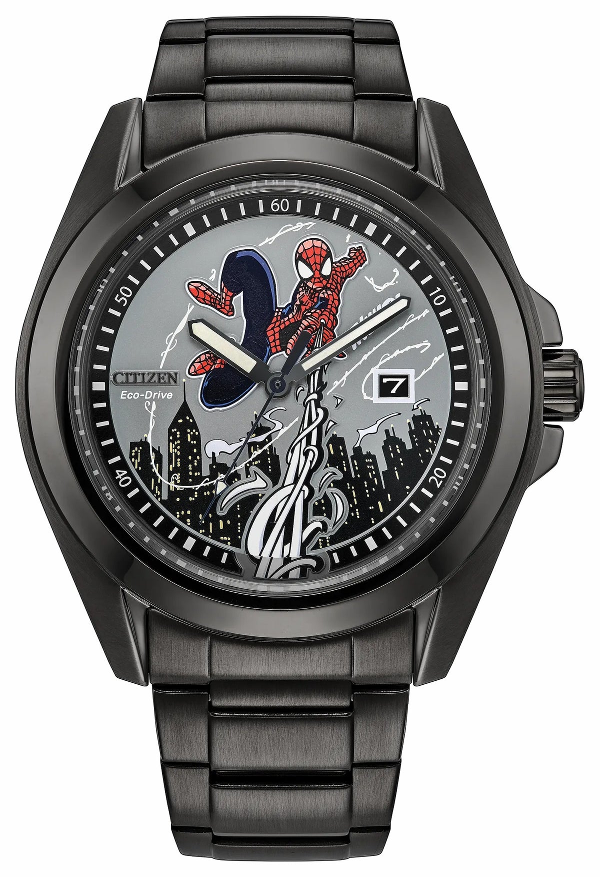 Citizen Spider-Man Swings Gray Dial Stainless Steel Bracelet AW1437-61W