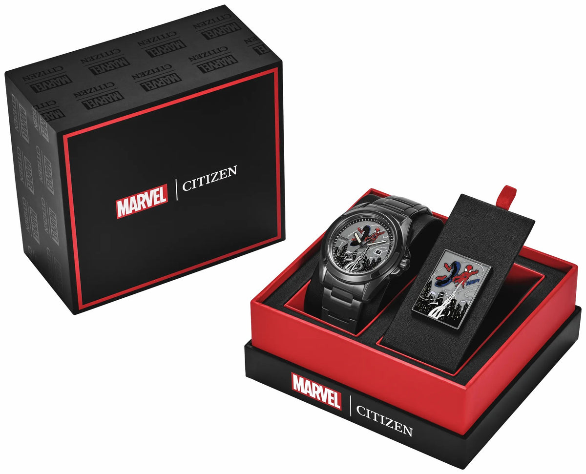 Citizen Spider-Man Swings Gray Dial Stainless Steel Bracelet AW1437-61W