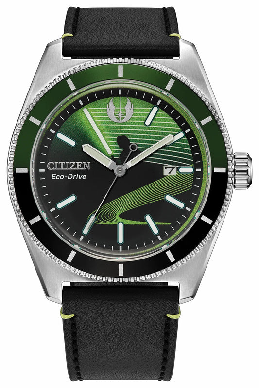 Citizen Luke Skywalker, Jedi Master Black Dial Leather Strap AW1910-48W
