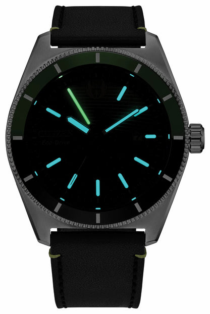 Citizen Luke Skywalker, Jedi Master Black Dial Leather Strap AW1910-48W