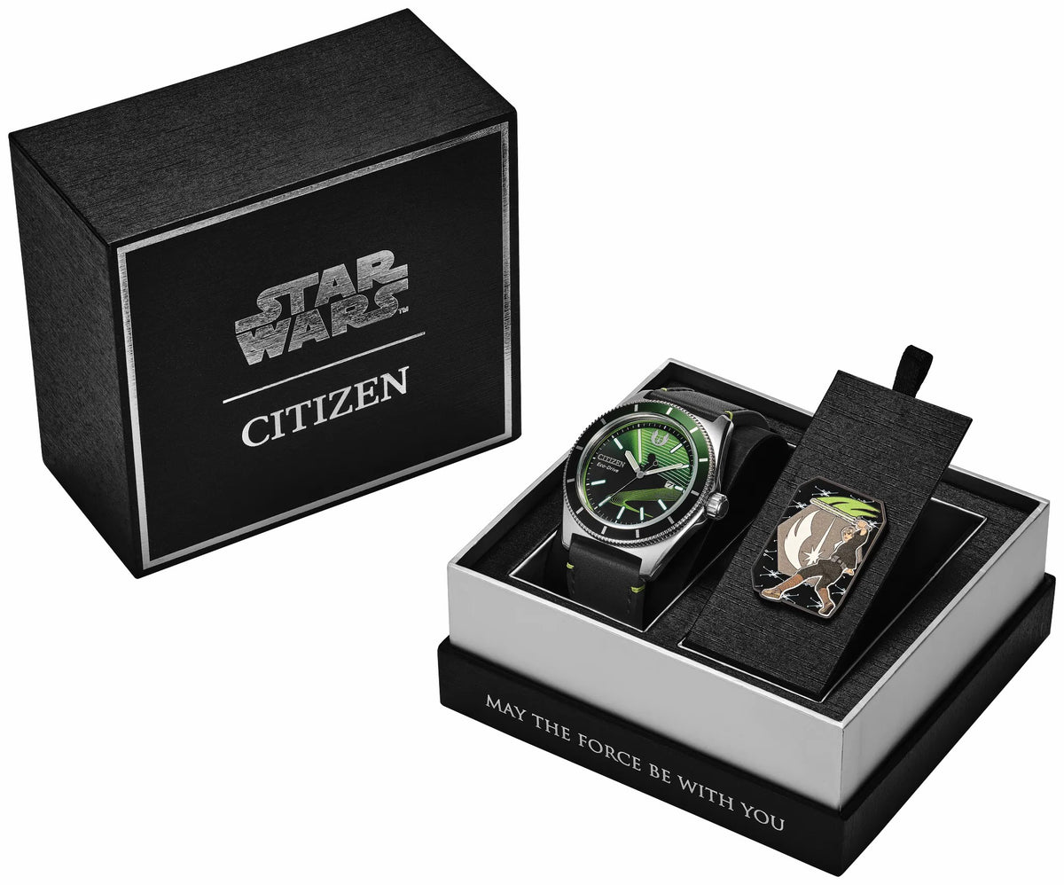 Citizen Luke Skywalker, Jedi Master Black Dial Leather Strap AW1910-48W