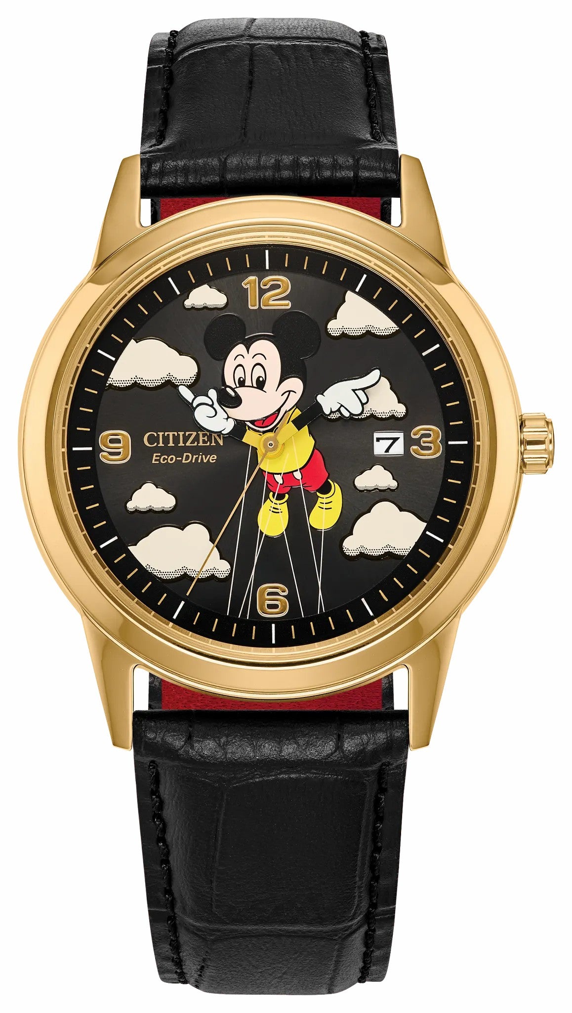 Citizen Soaring High Mickey Mouse Black Dial Leather Strap AW1862-06W