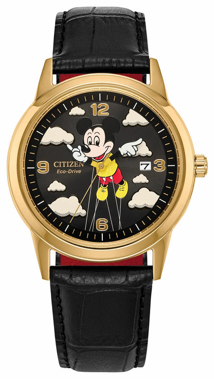 Citizen Soaring High Mickey Mouse Black Dial Leather Strap AW1862-06W