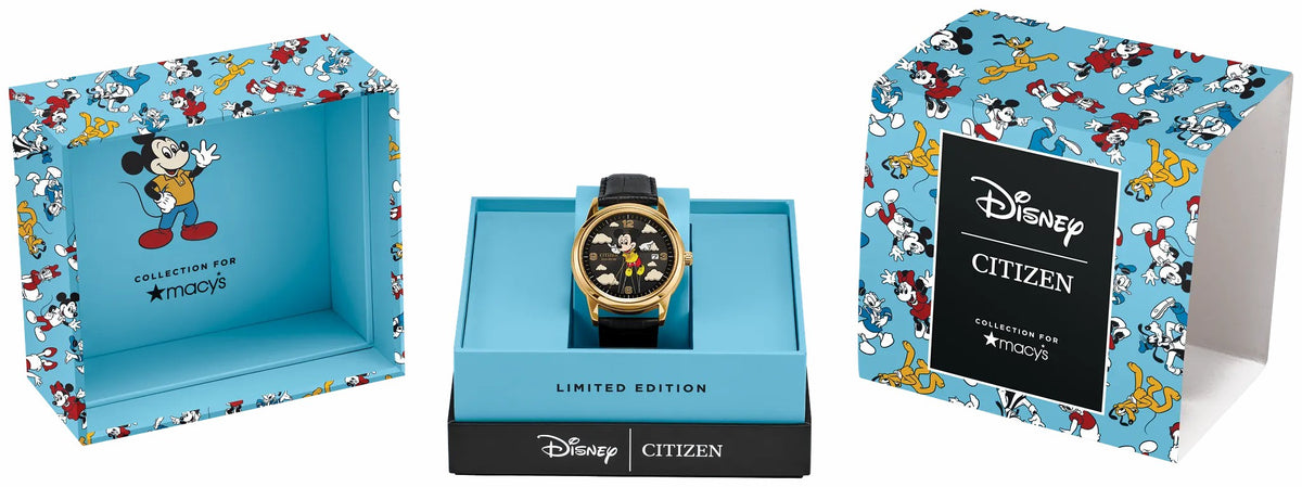 Citizen Soaring High Mickey Mouse Black Dial Leather Strap AW1862-06W