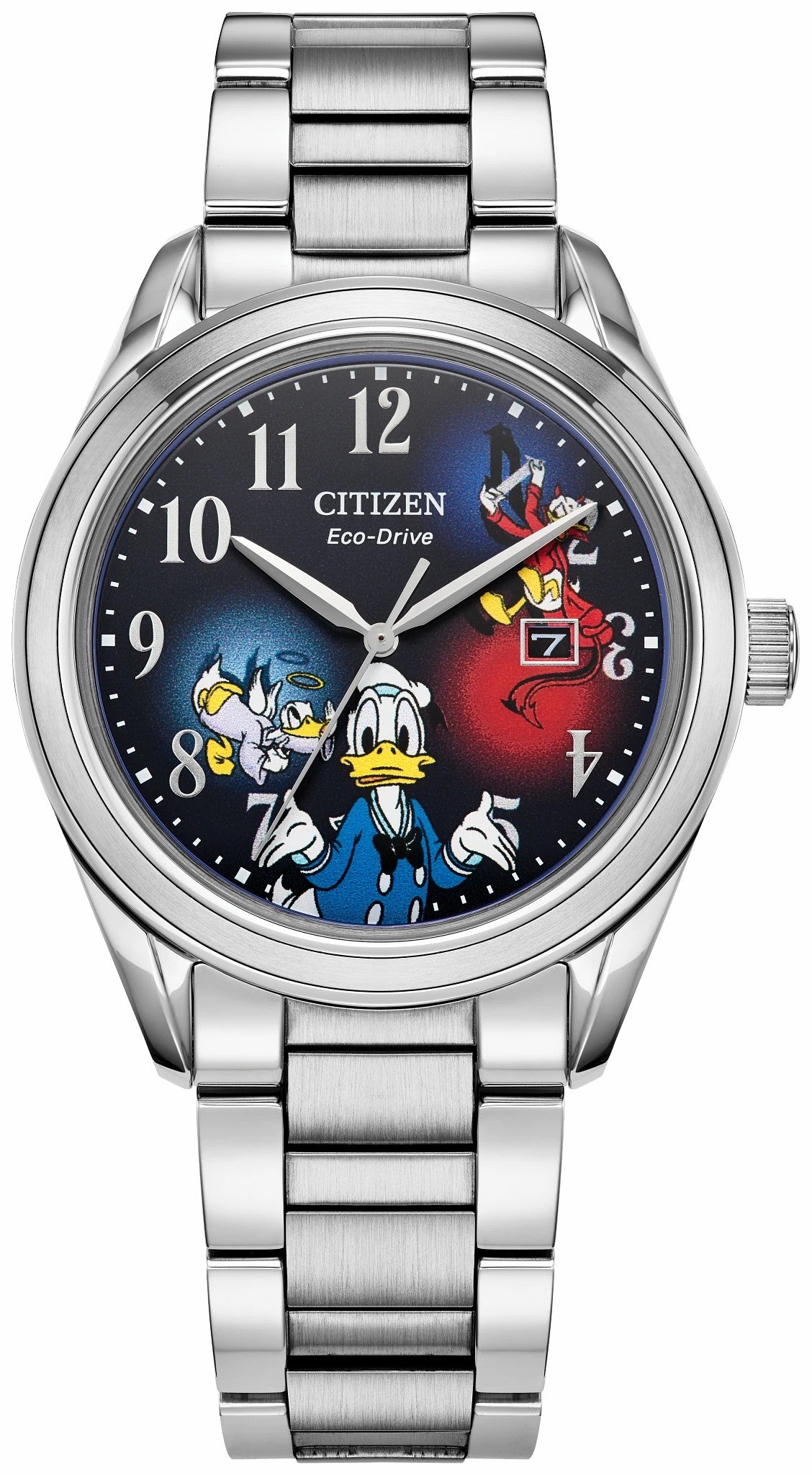 Citizen Feisty Donald Duck 90th Anniversary Blue Dial Stainless Steel Bracelet AW1691-66W