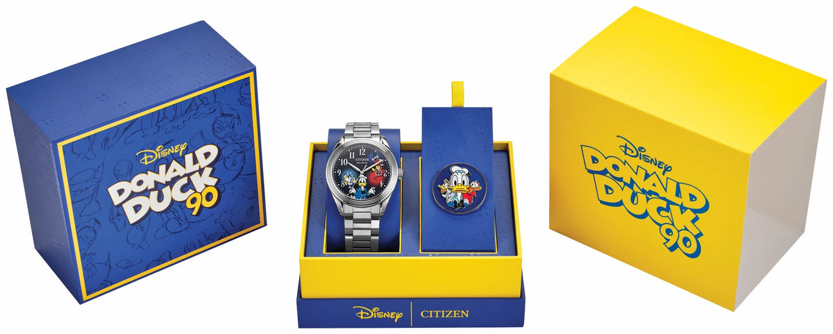 Citizen Feisty Donald Duck 90th Anniversary Blue Dial Stainless Steel Bracelet AW1691-66W