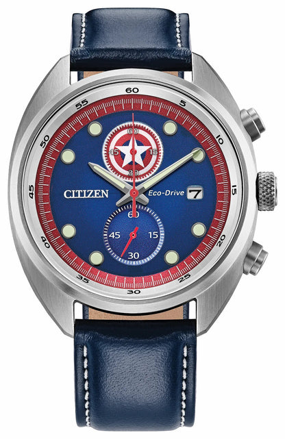 Citizen Captain America 85th Anniversary Blue Dial Leather Strap CA7046-46W