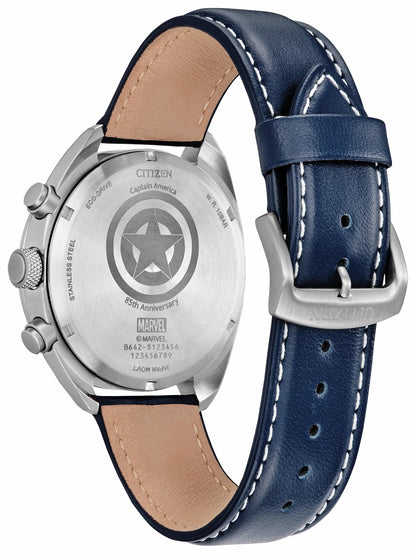 Citizen Captain America 85th Anniversary Blue Dial Leather Strap CA7046-46W