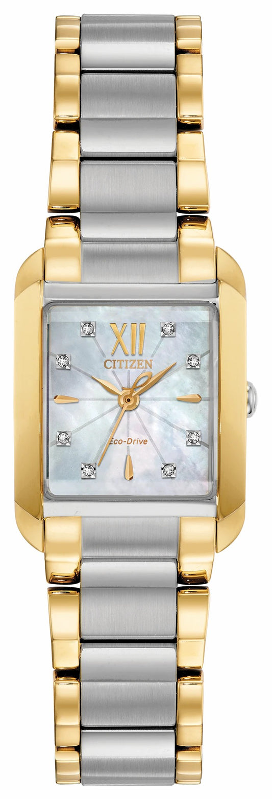 Citizen Citizen L Ladies Eco-Drive Gold White Dial Stainless Steel Watch
