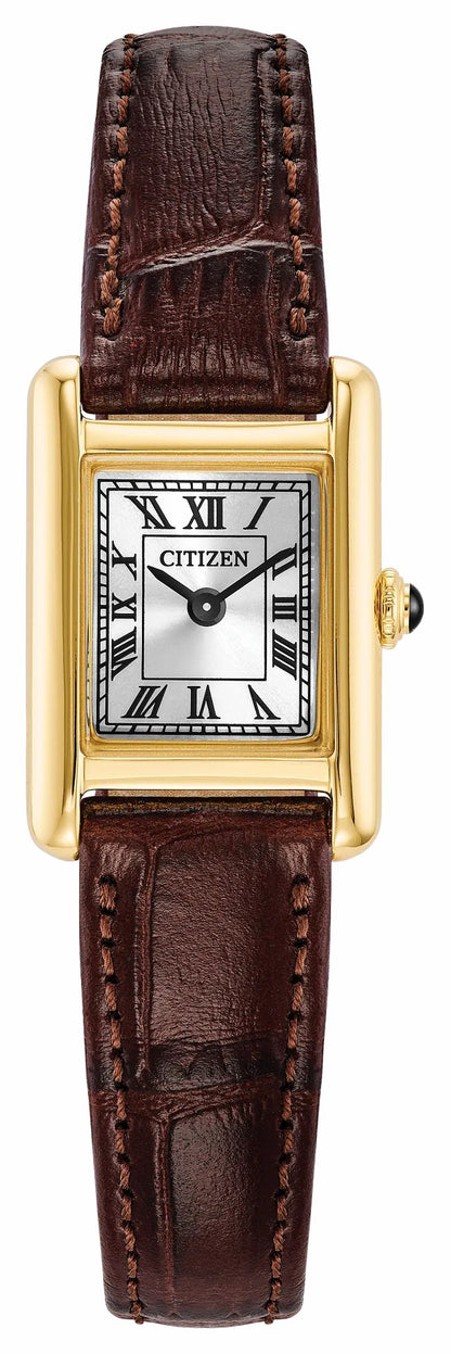 Citizen Fio Roma Silver-Tone Dial Leather Strap EG2797-13A
