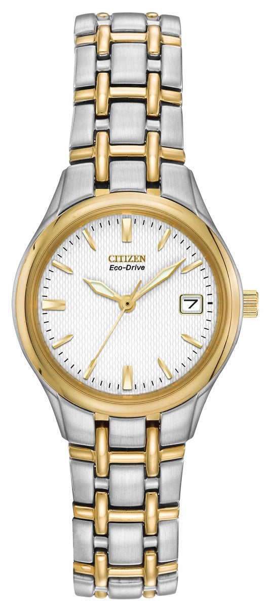 Citizen Corso - Ladies Eco-Drive Two-Tone White Dial Date Watch