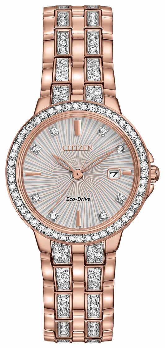 Citizen Silhouette Crystal - Ladies Eco-Drive EW2348-56A Gold Watch