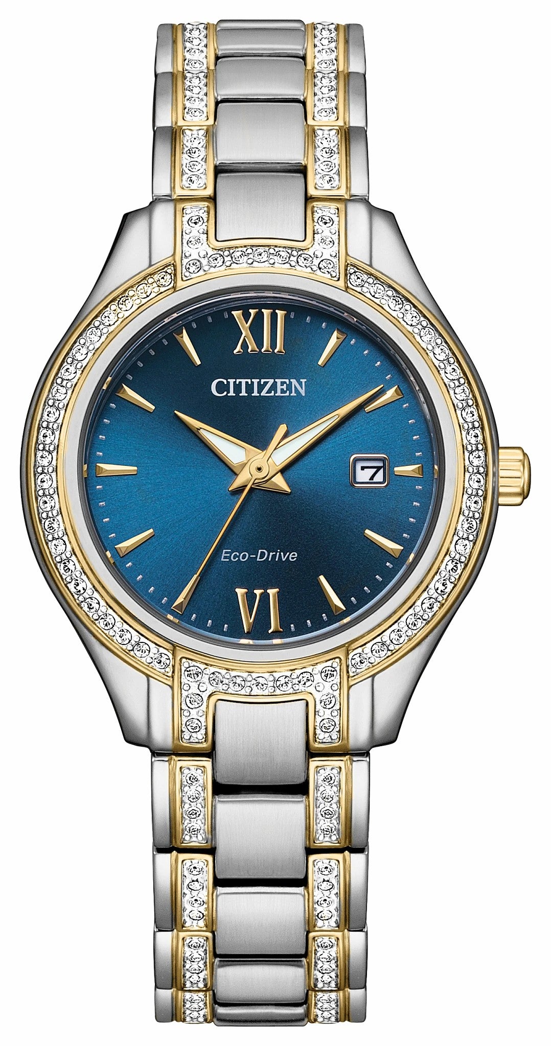 Citizen Silhouette Crystal Navy Dial Stainless Steel Bracelet FE1234-50L