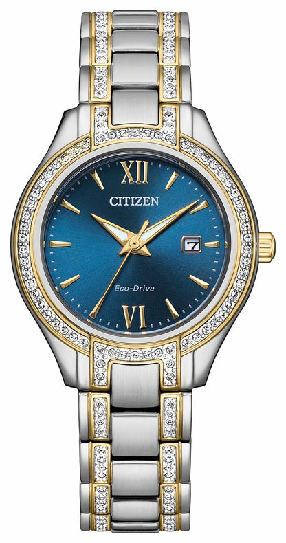 Citizen Silhouette Crystal Navy Dial Stainless Steel Bracelet FE1234-50L