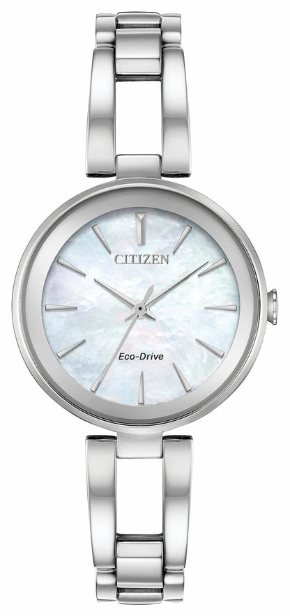 Citizen Axiom - Ladies Eco-Drive EM0630-51D Steel Pearl Dial Watch