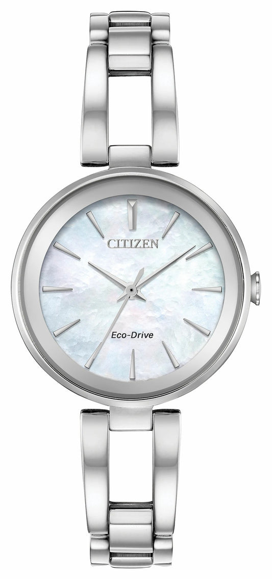 Citizen Axiom - Ladies Eco-Drive EM0630-51D Steel Pearl Dial Watch