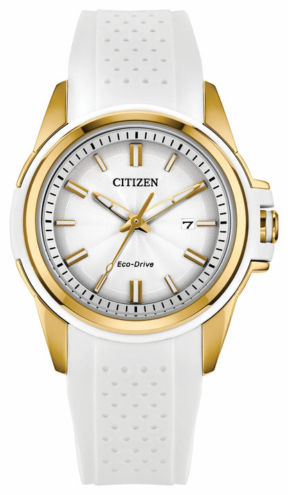 Citizen Veya Silver-Tone Dial Silicone Strap FE1262-03A
