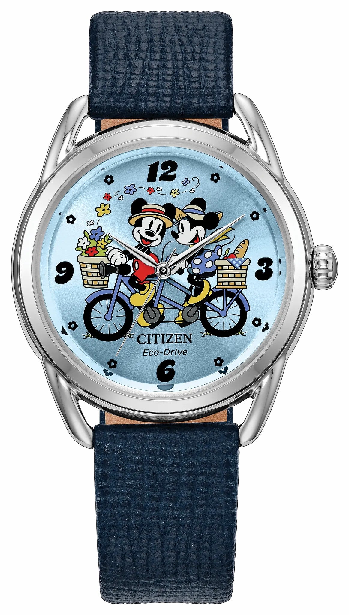 Citizen Mickey Mouse and Minnie Mouse Picnic Pedal Blue Dial Leather Strap FE7097-05W