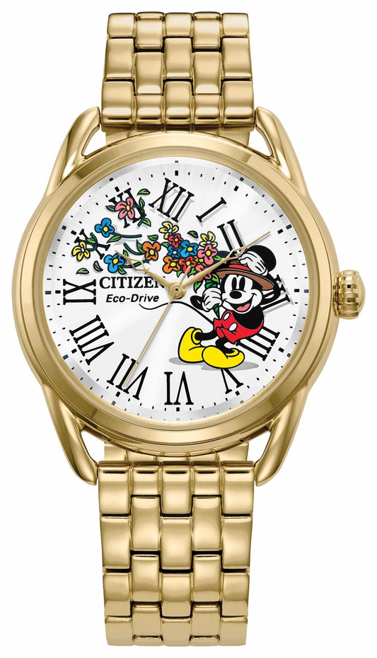 Citizen Mickey Classic Silver-Tone Dial Stainless Steel Bracelet FE7093-57W